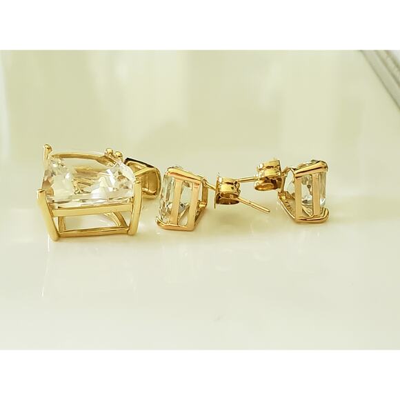 Vintage 14K Gold Triangle Crystal Zirconia Earring and Pendant Set - Picture 2 of 8